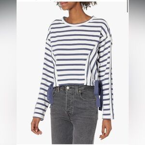 Parker Navy and White Striped Top